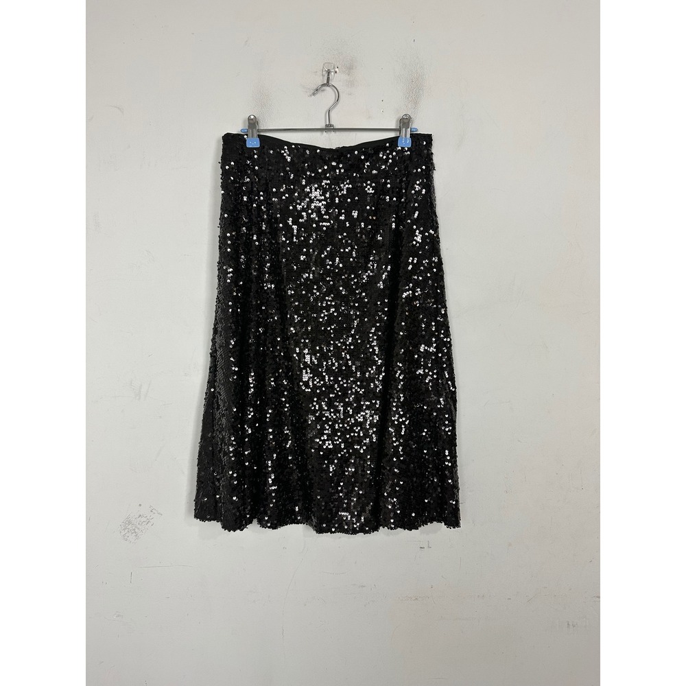 New York & Company 7th Avenue Black Sequin Midi A-Line Skirt Size 4 NWT